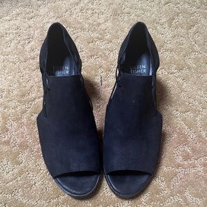 Eileen Fisher Black Peep-Toe Sandals